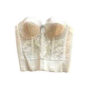Lady Marlene Vintage Corset White Ivory Lace Bow Padded Underwire Boned 32A